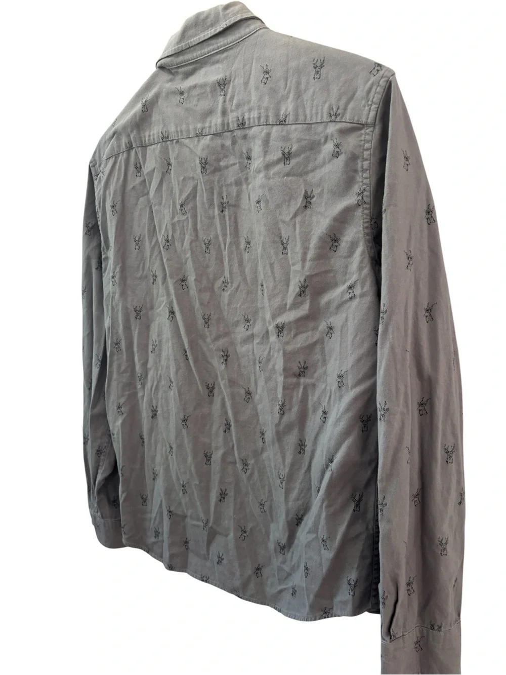 Banana Republic Deer Western Flannel‎ Luxe Button Down Mens Size Medium Grey